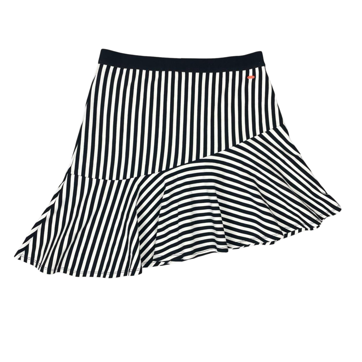 Vintage black & white striped asymmetric ruffle skirt.