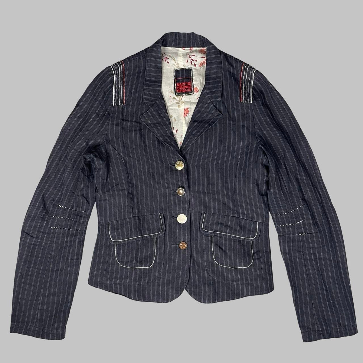 Marithé François Girbaud dark navy pinstripe jacket. — photo 1