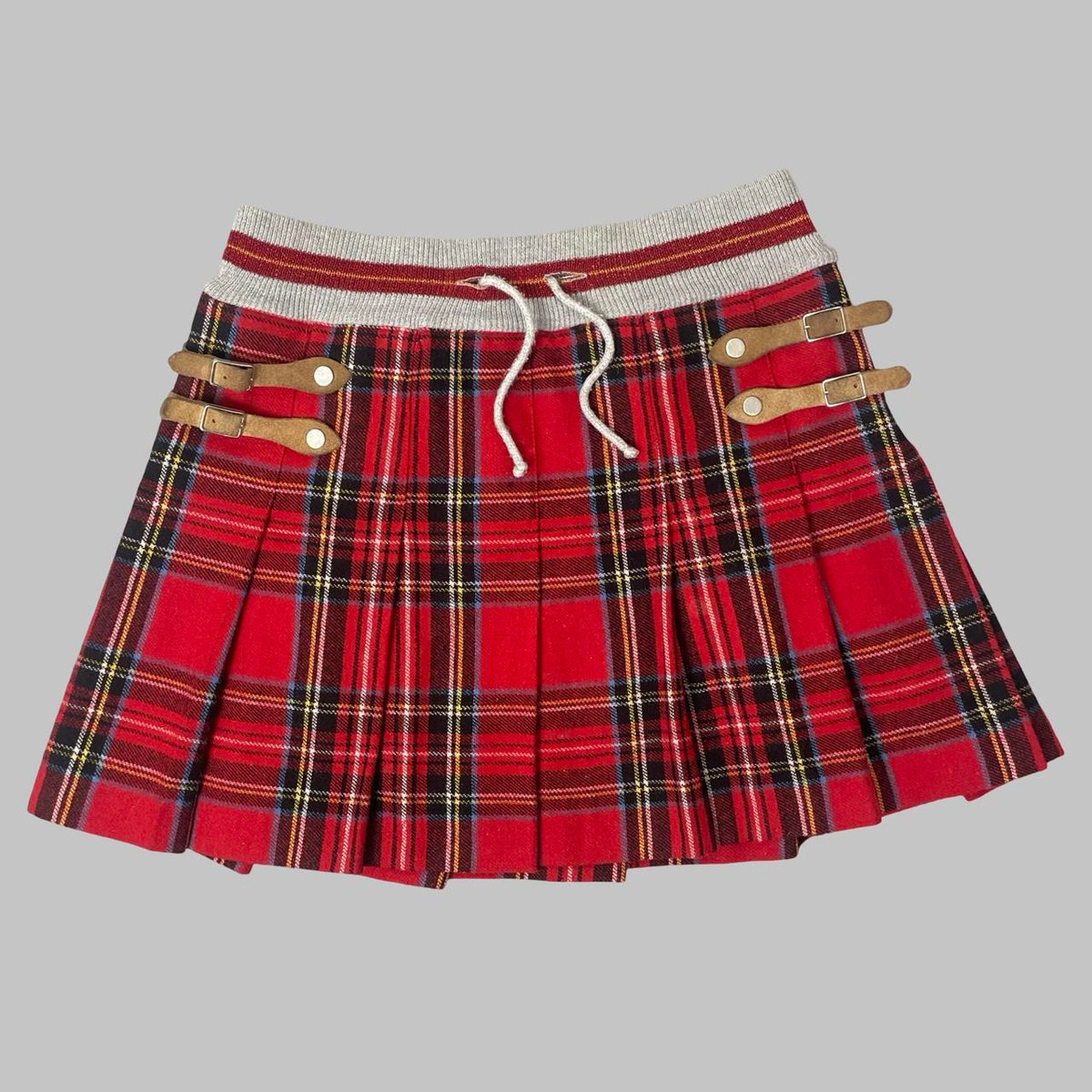 D&G Dolce & Gabbana red tartan pleated mini skirt. — photo 1