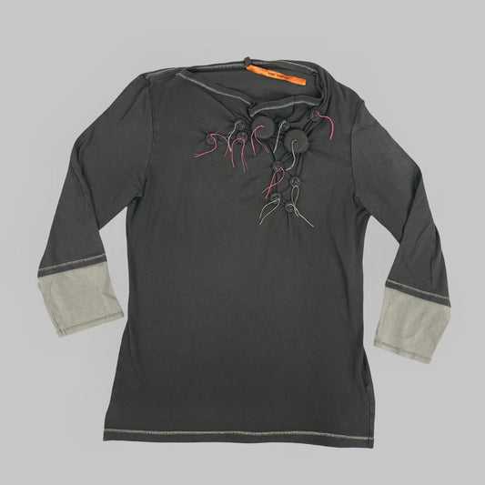 Cop Copine charcoal & black layered top — Taille 36. — photo 1