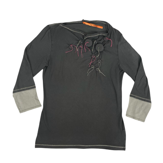 Cop Copine charcoal & black layered top — Taille 36.