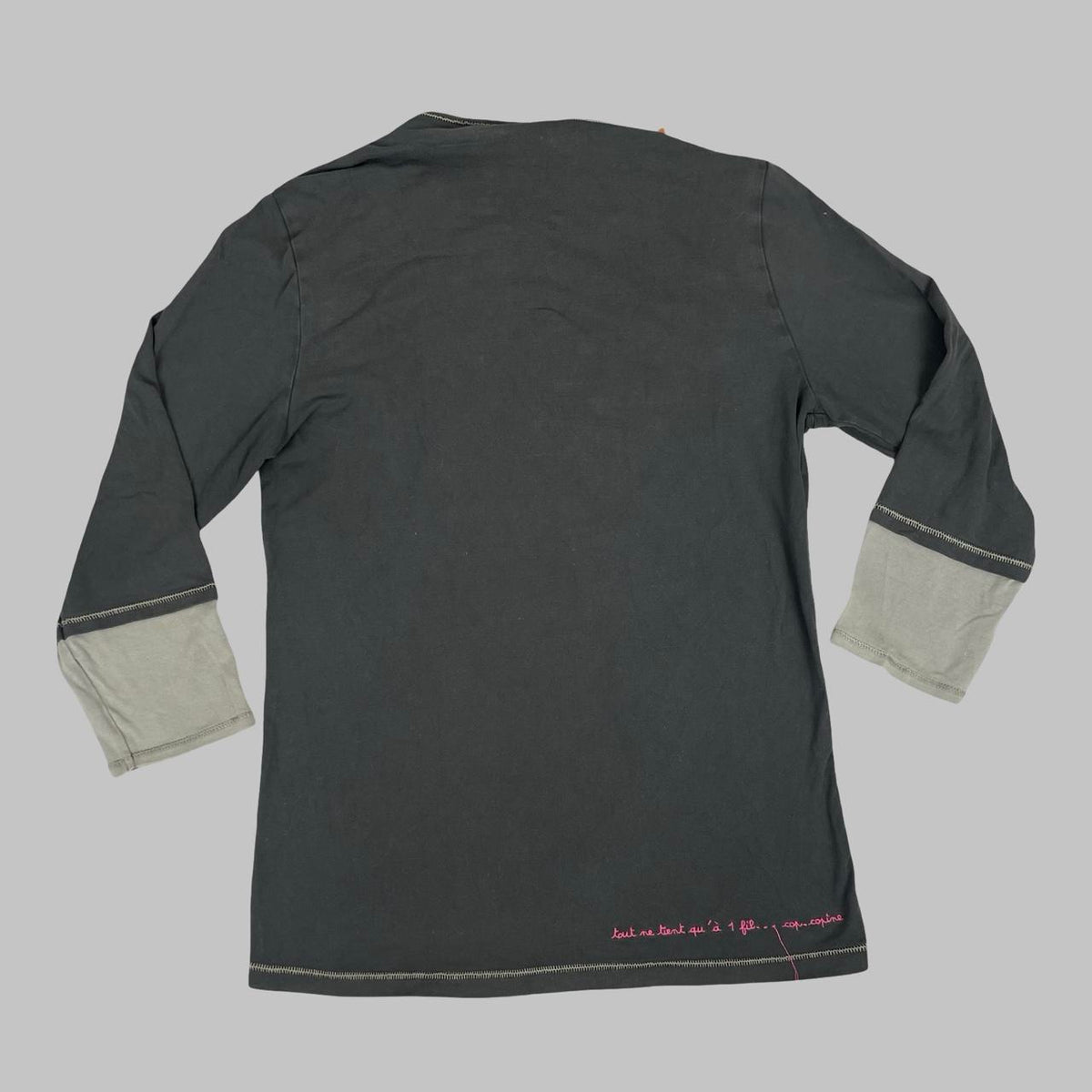 Cop Copine charcoal & black layered top — Taille 36. — photo 4