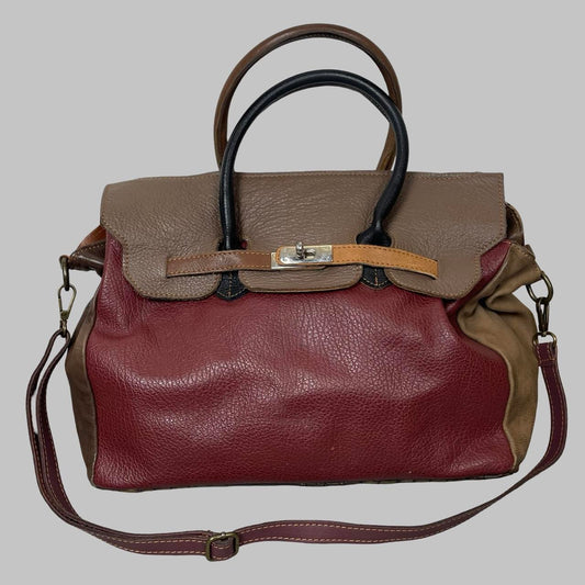 Vintage Italian multicolor leather firkin bag. — photo 1