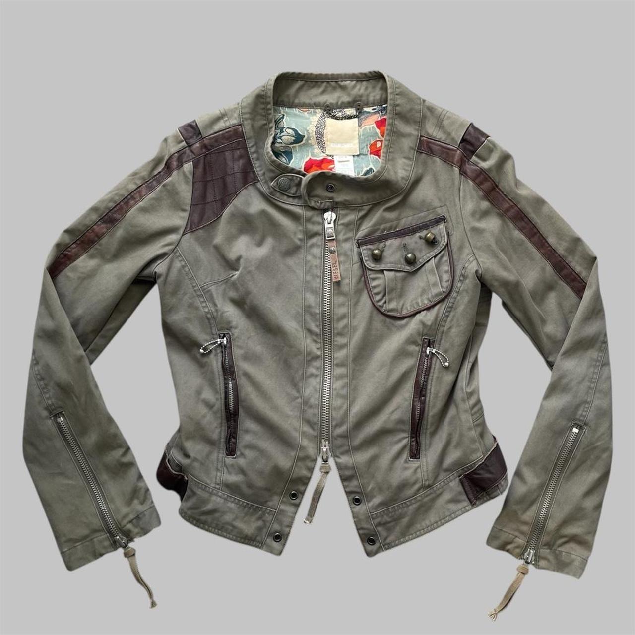 Diesel khaki military biker jacket.