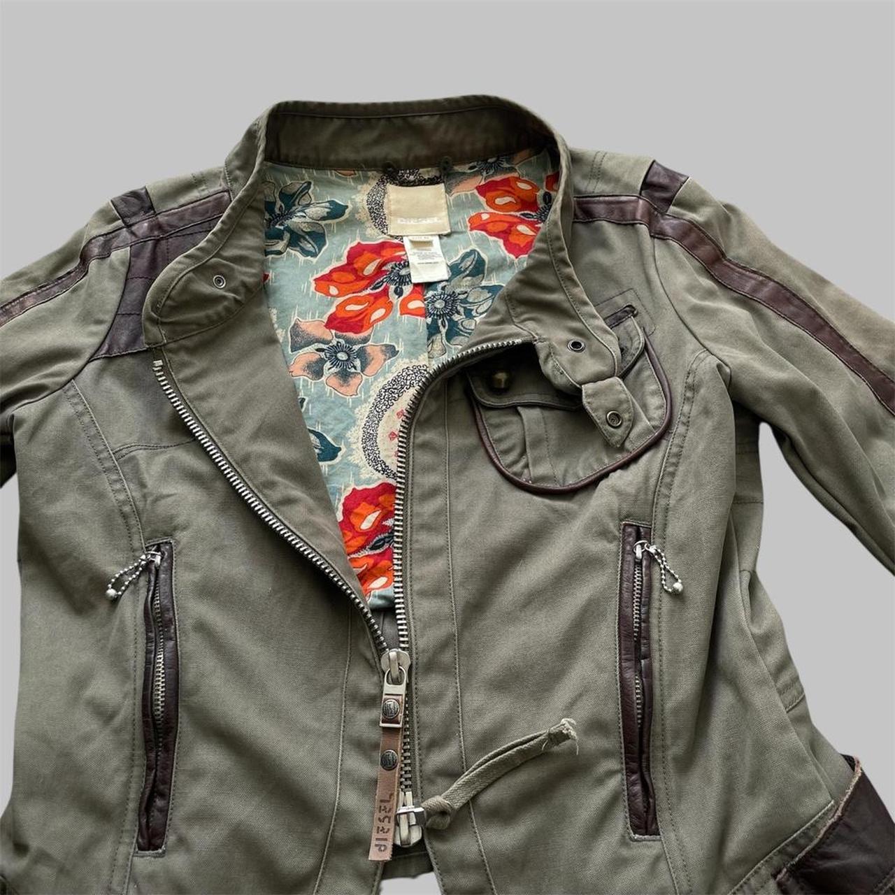Diesel khaki military biker jacket.