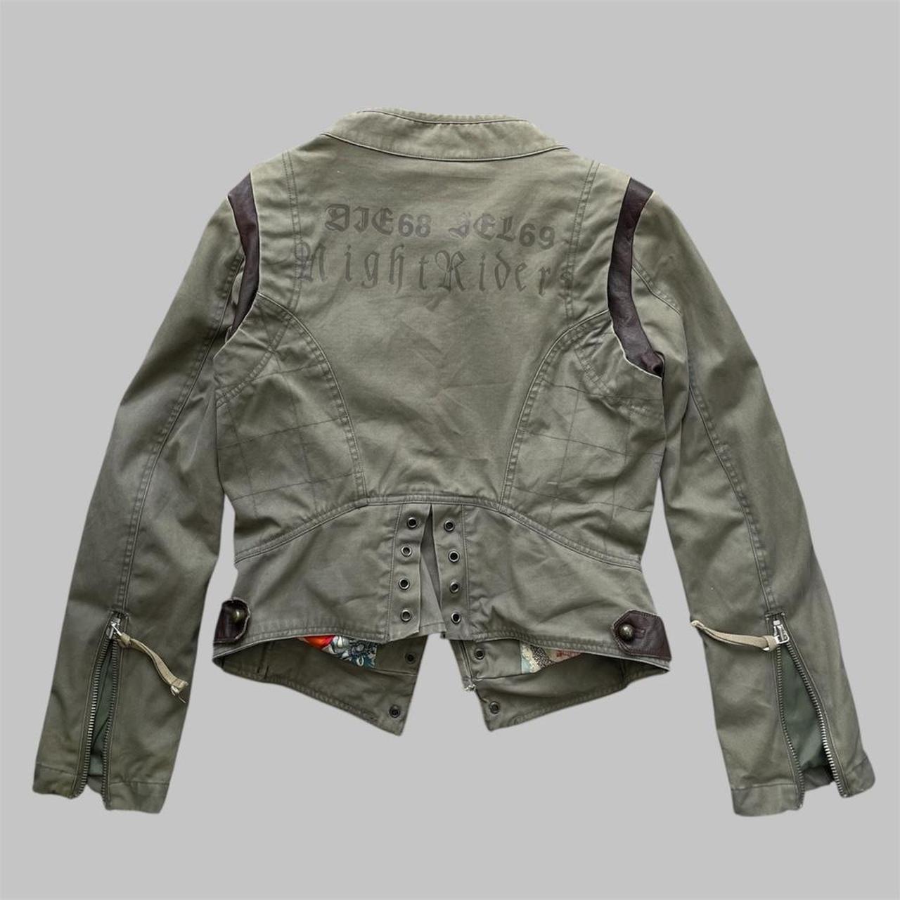 Diesel khaki military biker jacket.