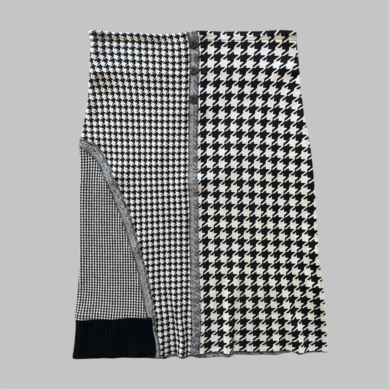 Italian dogtooth patchwork knit skirt.