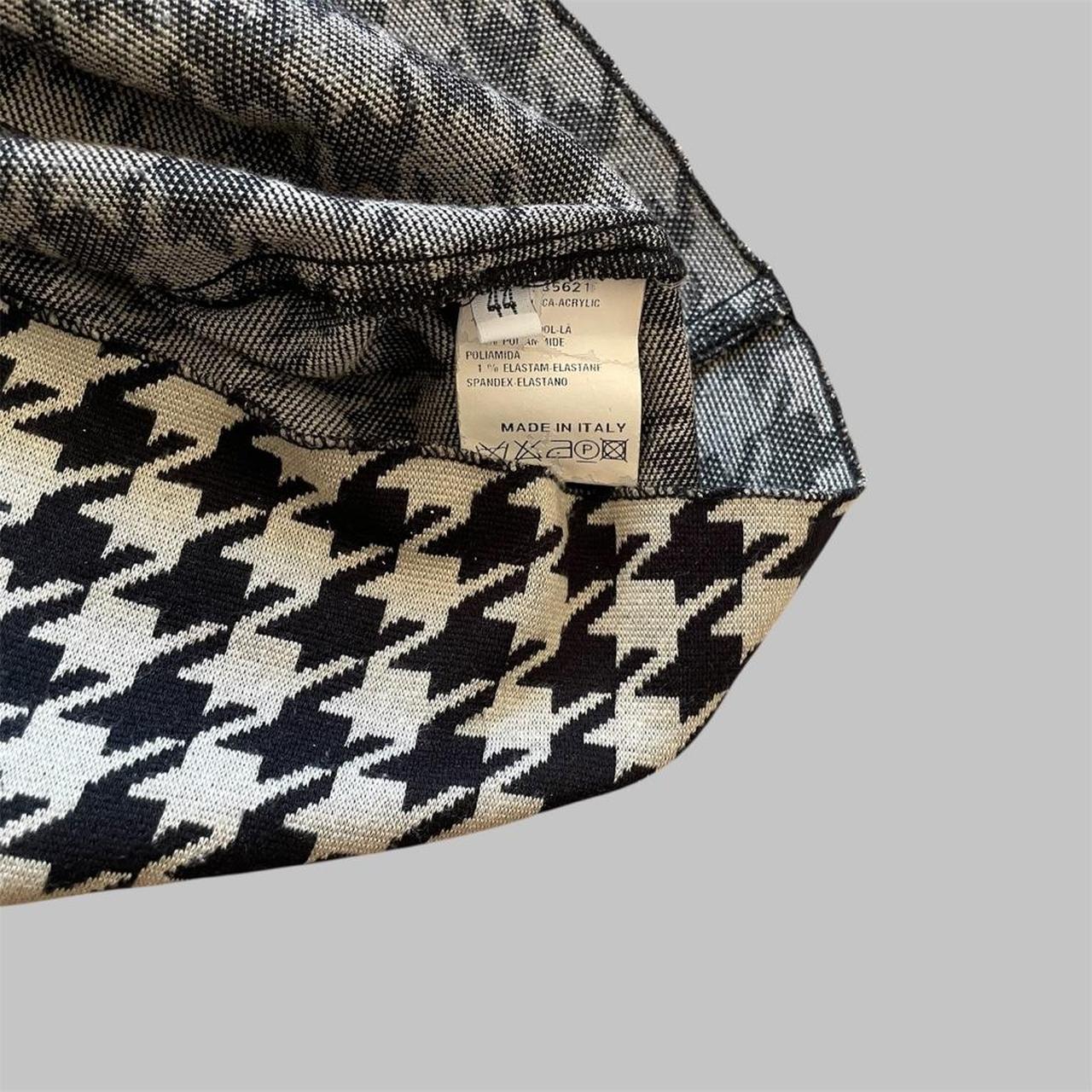 Italian dogtooth patchwork knit skirt.