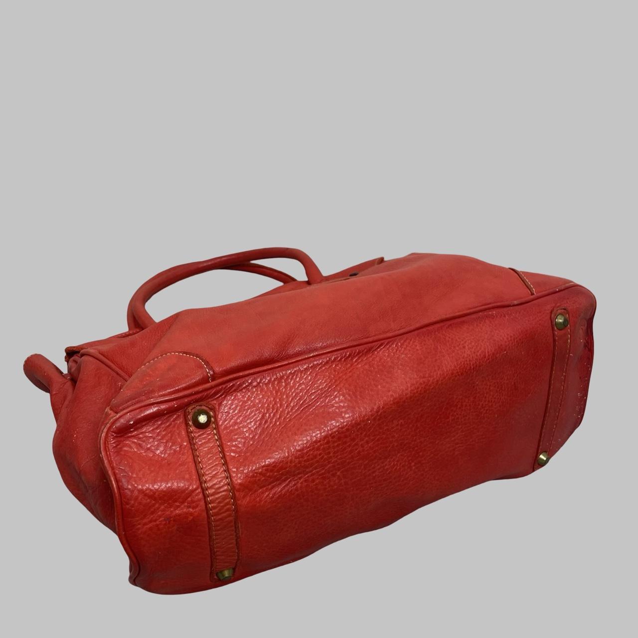 02 - Large red leather Firkin bag.