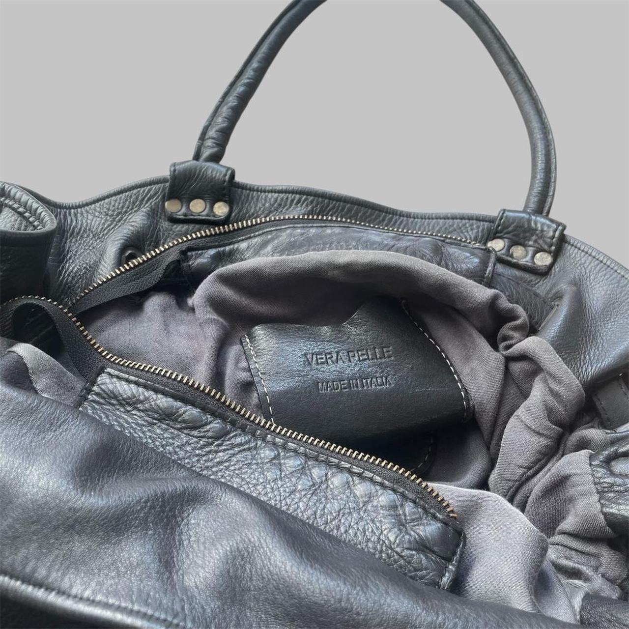 SOLD - Black (large) leather firkin bag with studs.