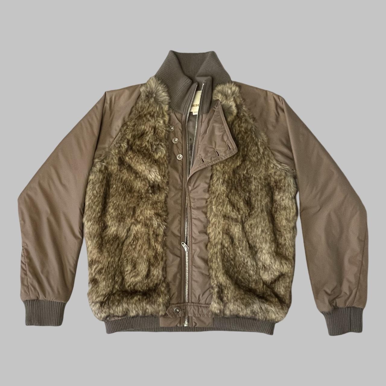 Vintage Diesel Brown faux-fur bomber jacket