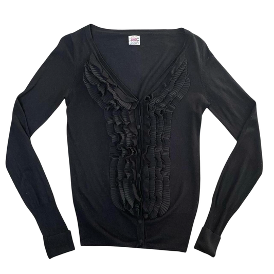 Italian black ruffle cardigan.