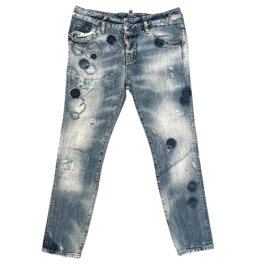 Dsquared2 distressed patchwork jeans.