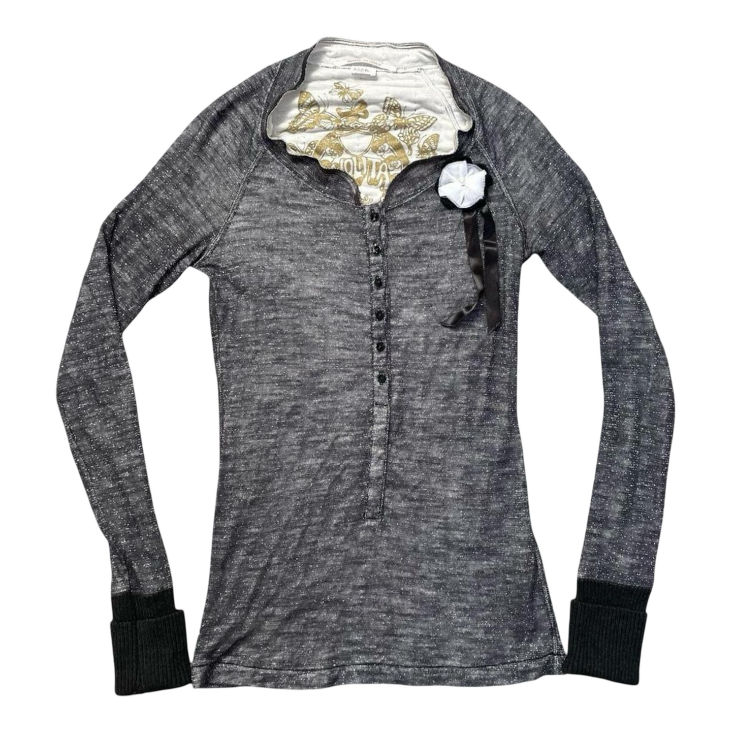 Italian knit top with removable brooch.