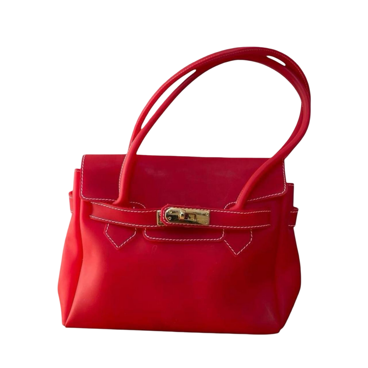 Red jelly pvc firkin bag.