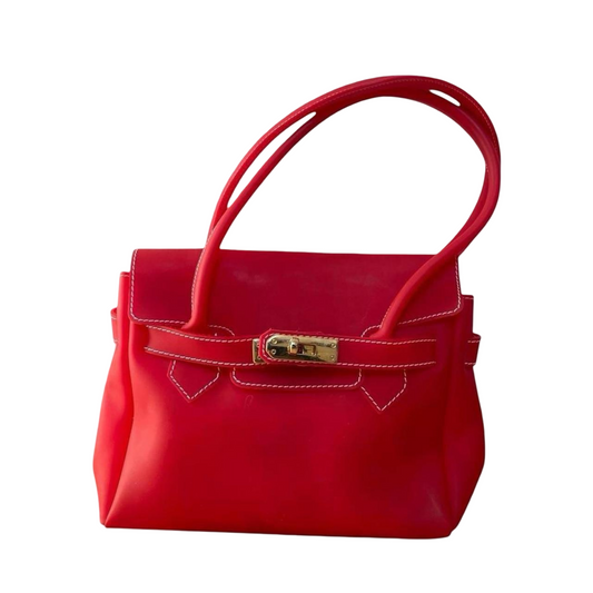 Red jelly pvc firkin bag.