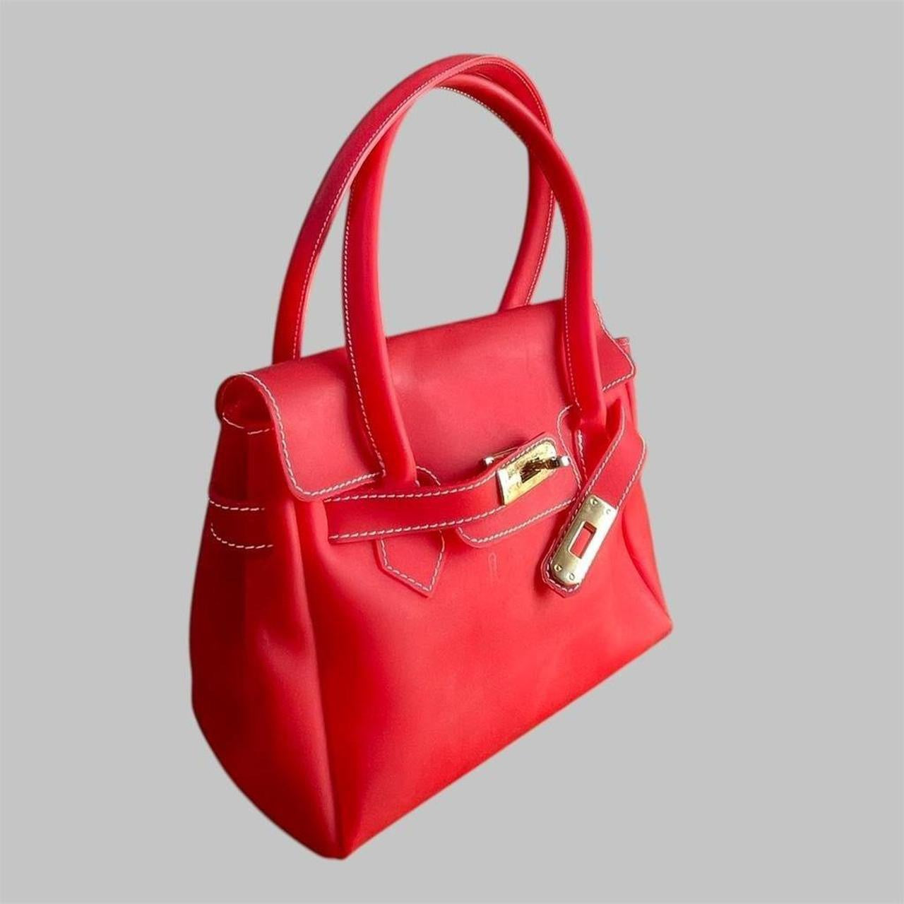 Red jelly pvc firkin bag.