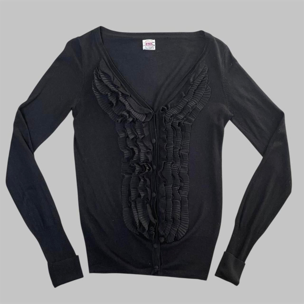 Italian black ruffle cardigan.