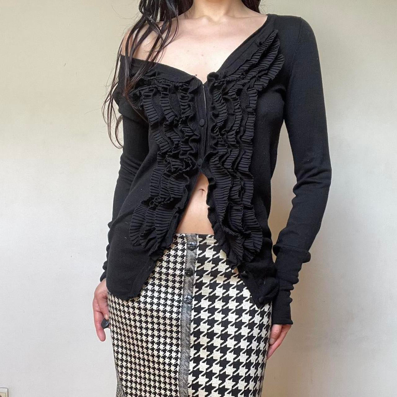 Italian black ruffle cardigan.