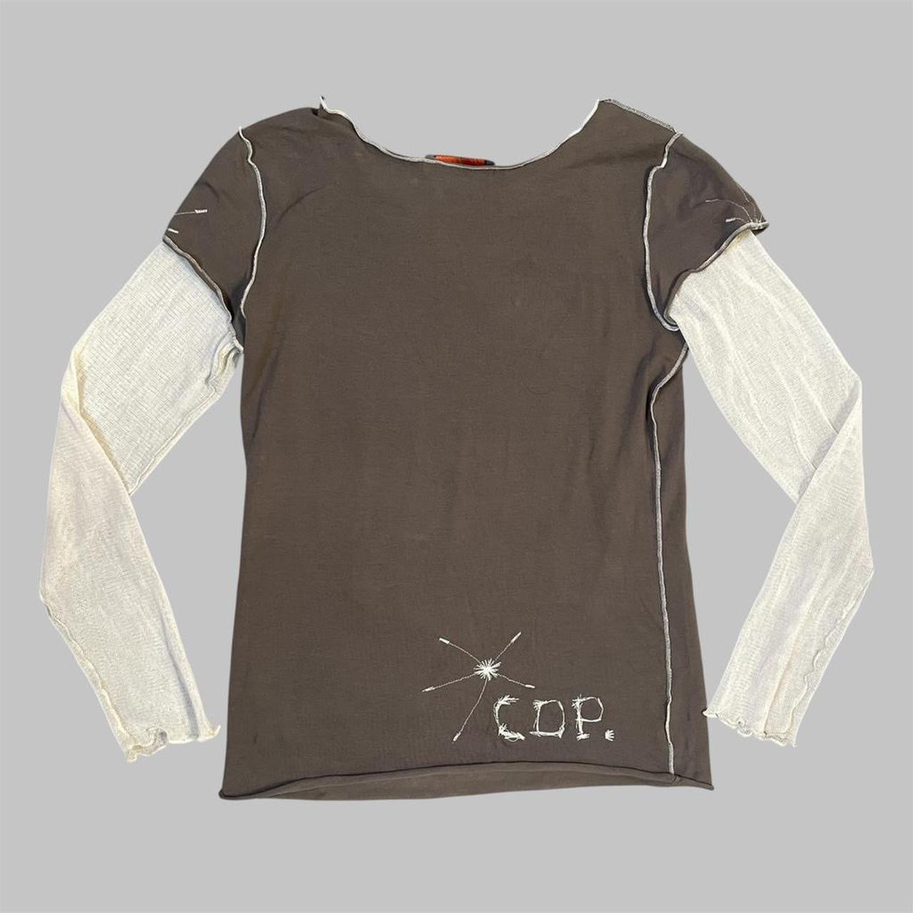 SOLD - Cop copine brown bi-material top.