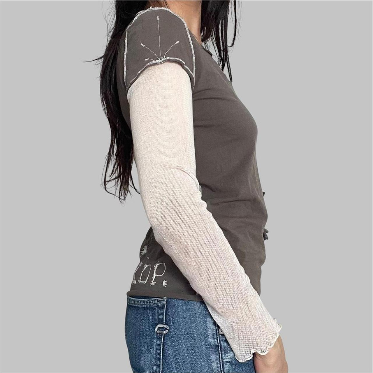 SOLD - Cop copine brown bi-material top.