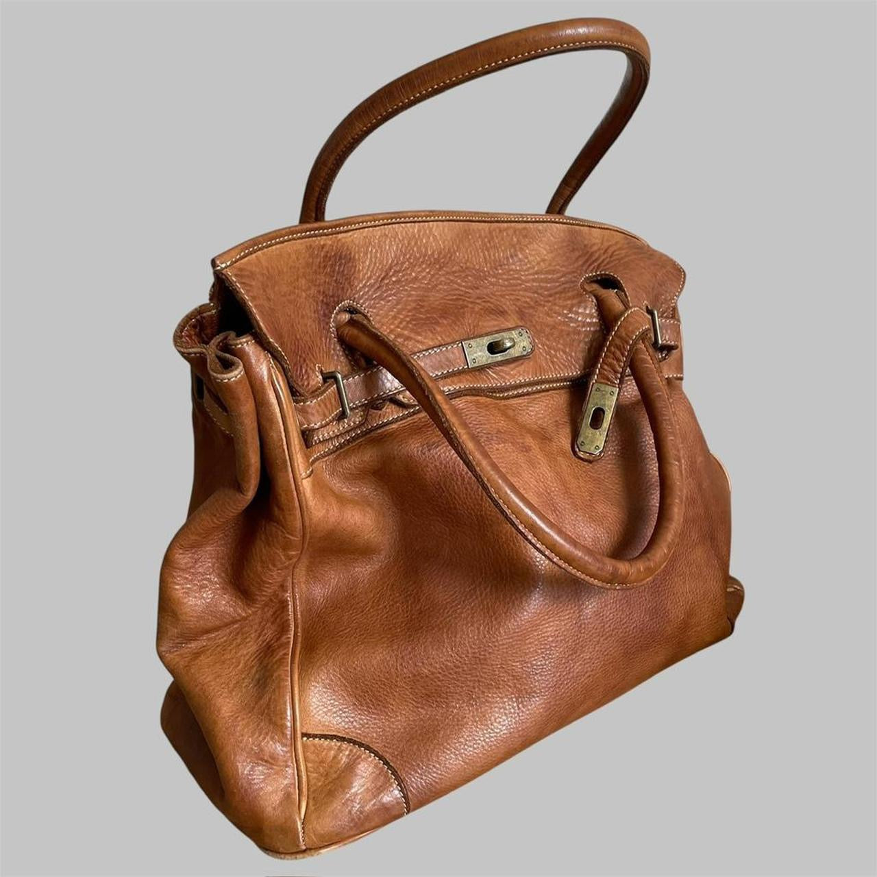 SOLD - Brown cognac (Large) Firkin bag.