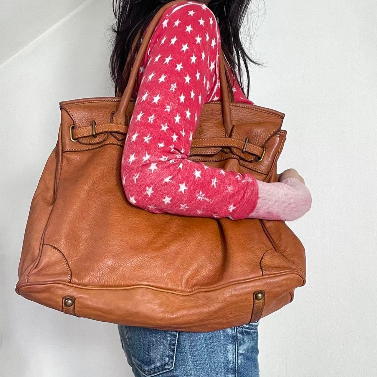 SOLD - Brown cognac (Large) Firkin bag.