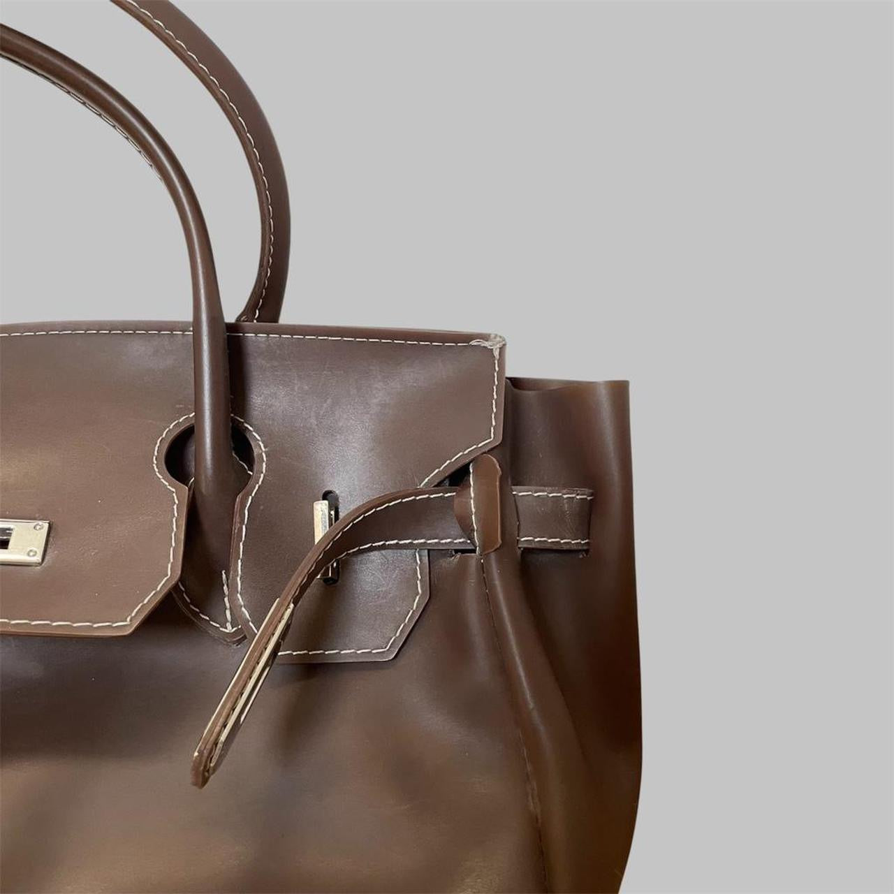 Italian brown pvc jelly firkin bag.