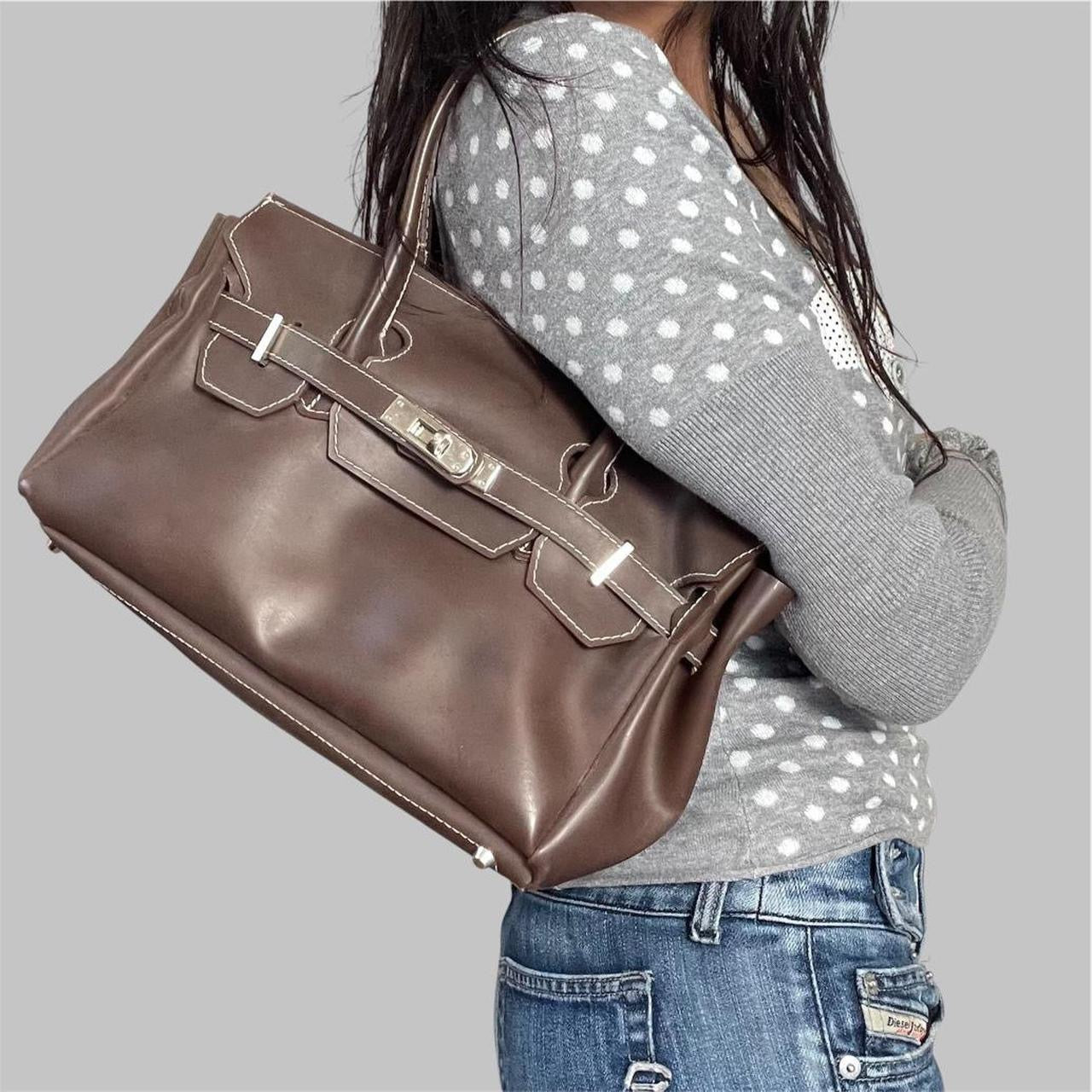Italian brown pvc jelly firkin bag.