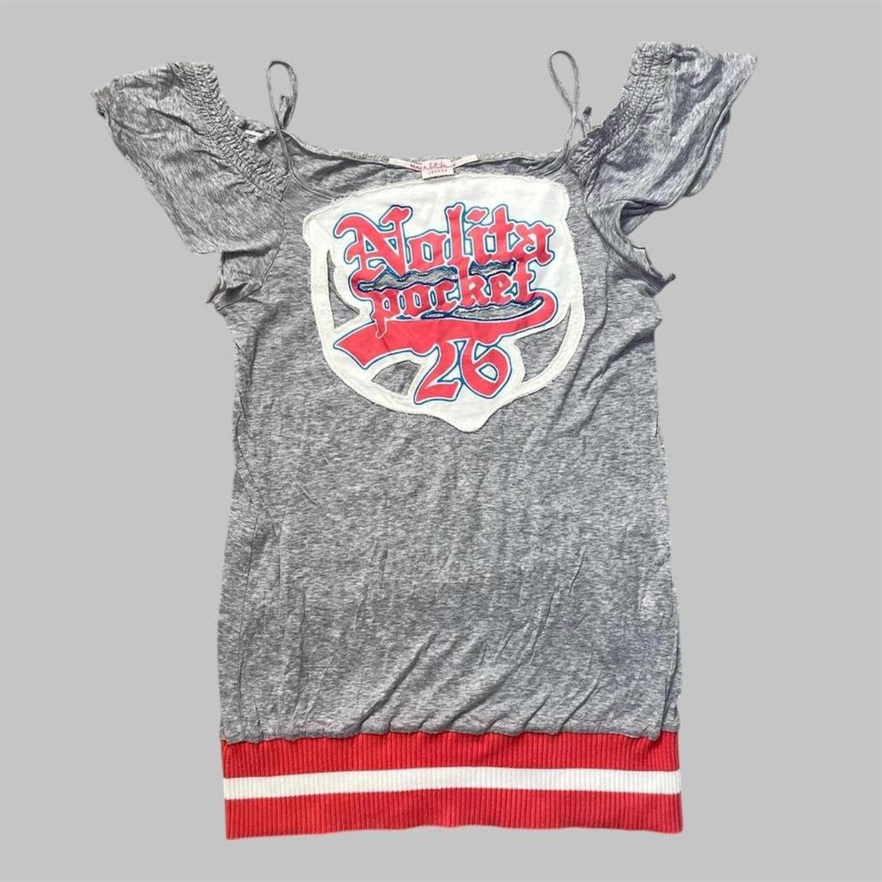 SOLD - Italian off-shoulder graphic top.