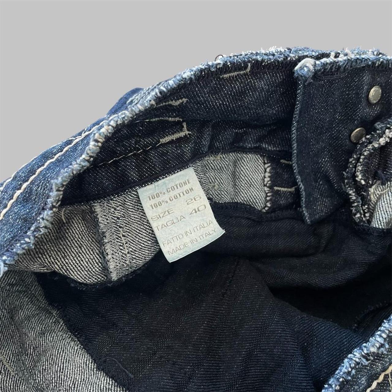 Italian bi-material denim midi skirt.