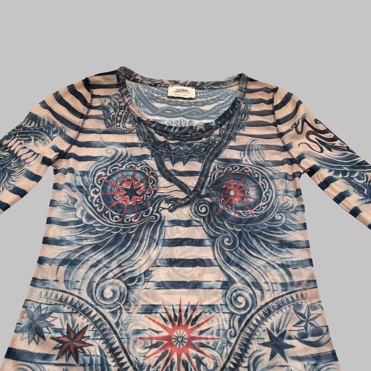 Jean Paul Gaultier tattoo print mesh top