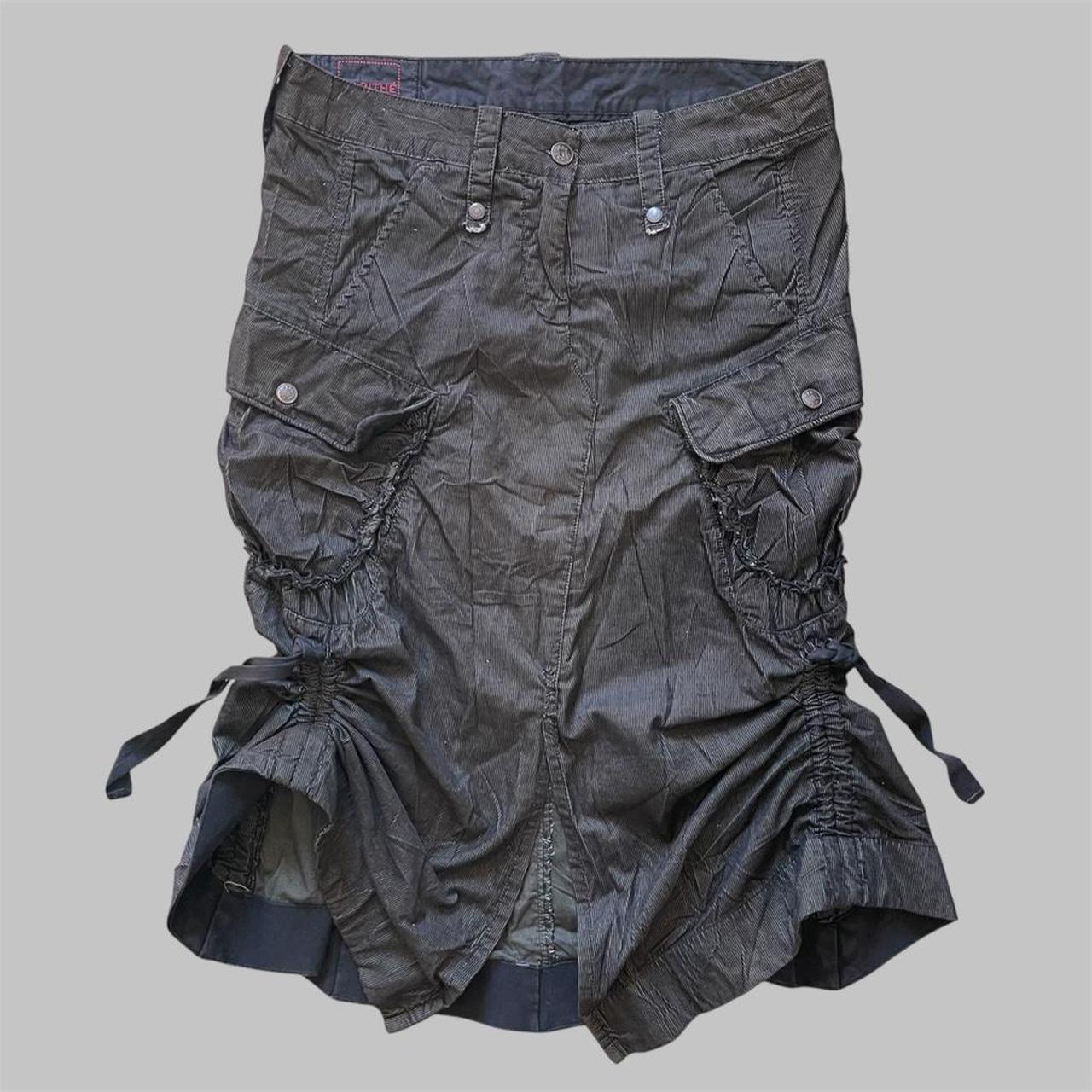 Marithé + François Girbaud brown corduroy cargo skirt.