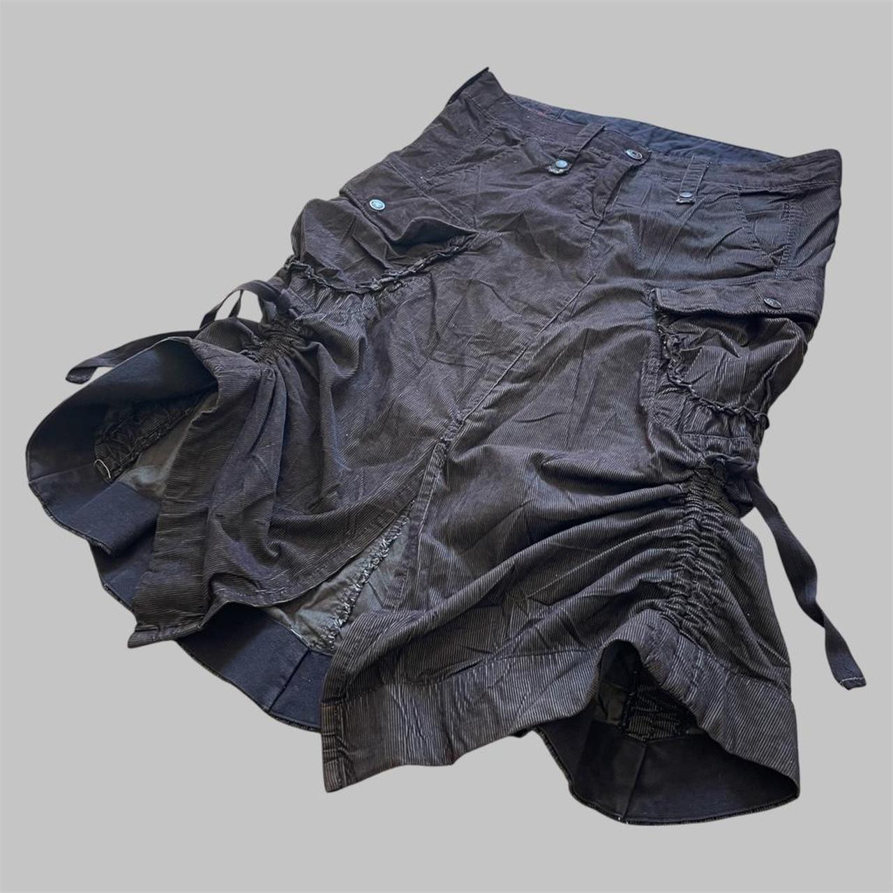 Marithé + François Girbaud brown corduroy cargo skirt.