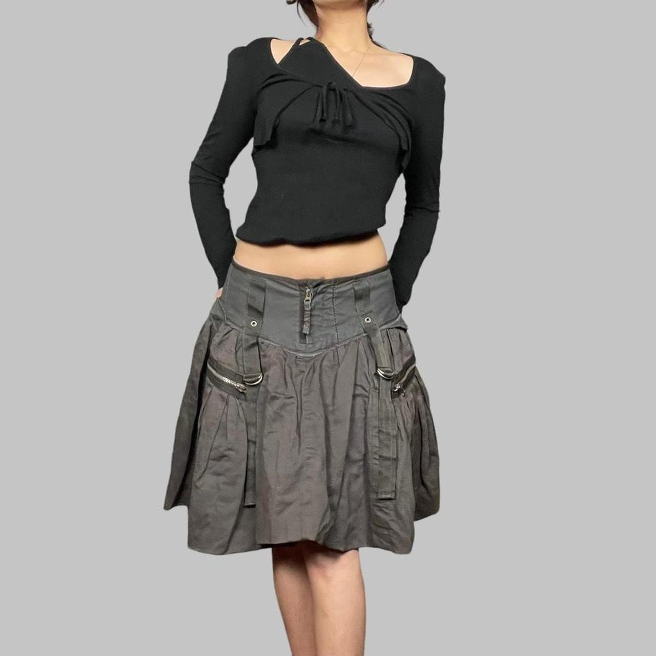 Marithé François + Girbaud denim cargo skirt.