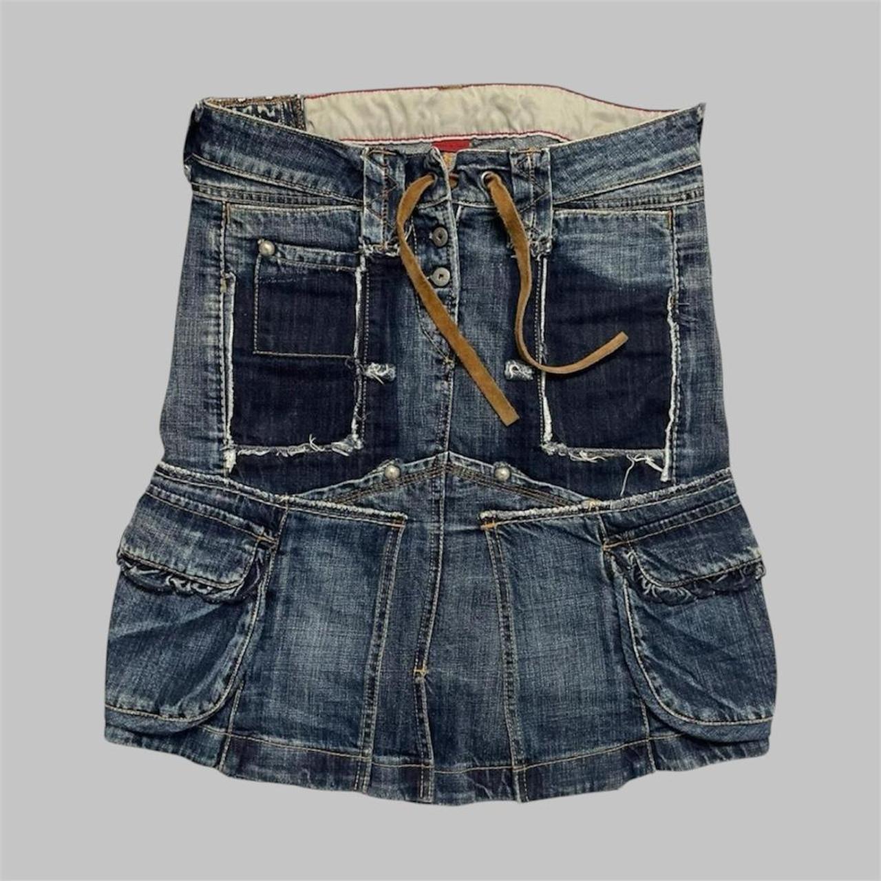 Marithé François Girbaud denim cargo skirt.