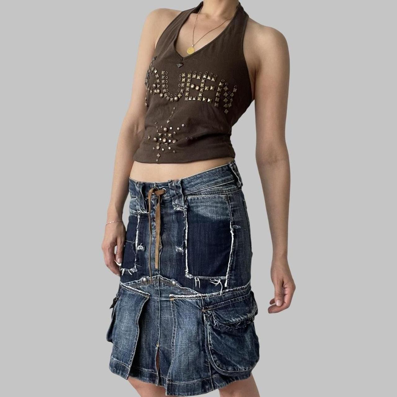 Marithé François Girbaud denim cargo skirt.