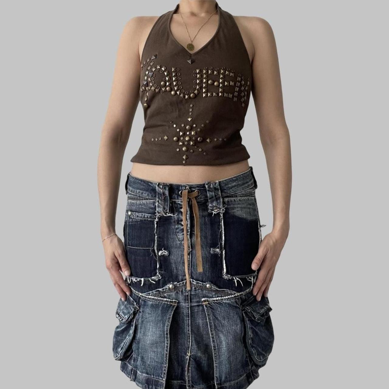 Marithé François Girbaud denim cargo skirt.