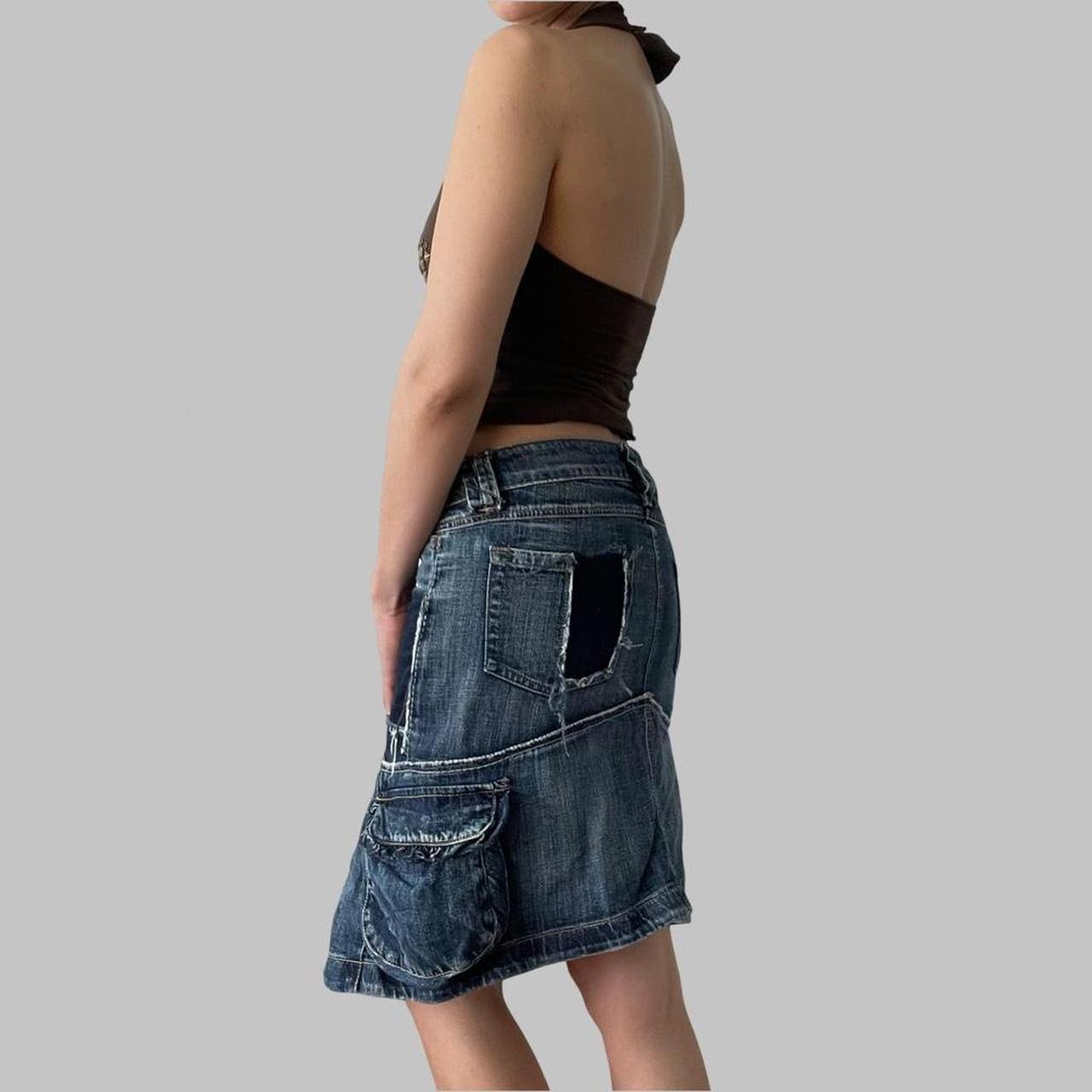 Marithé François Girbaud denim cargo skirt.
