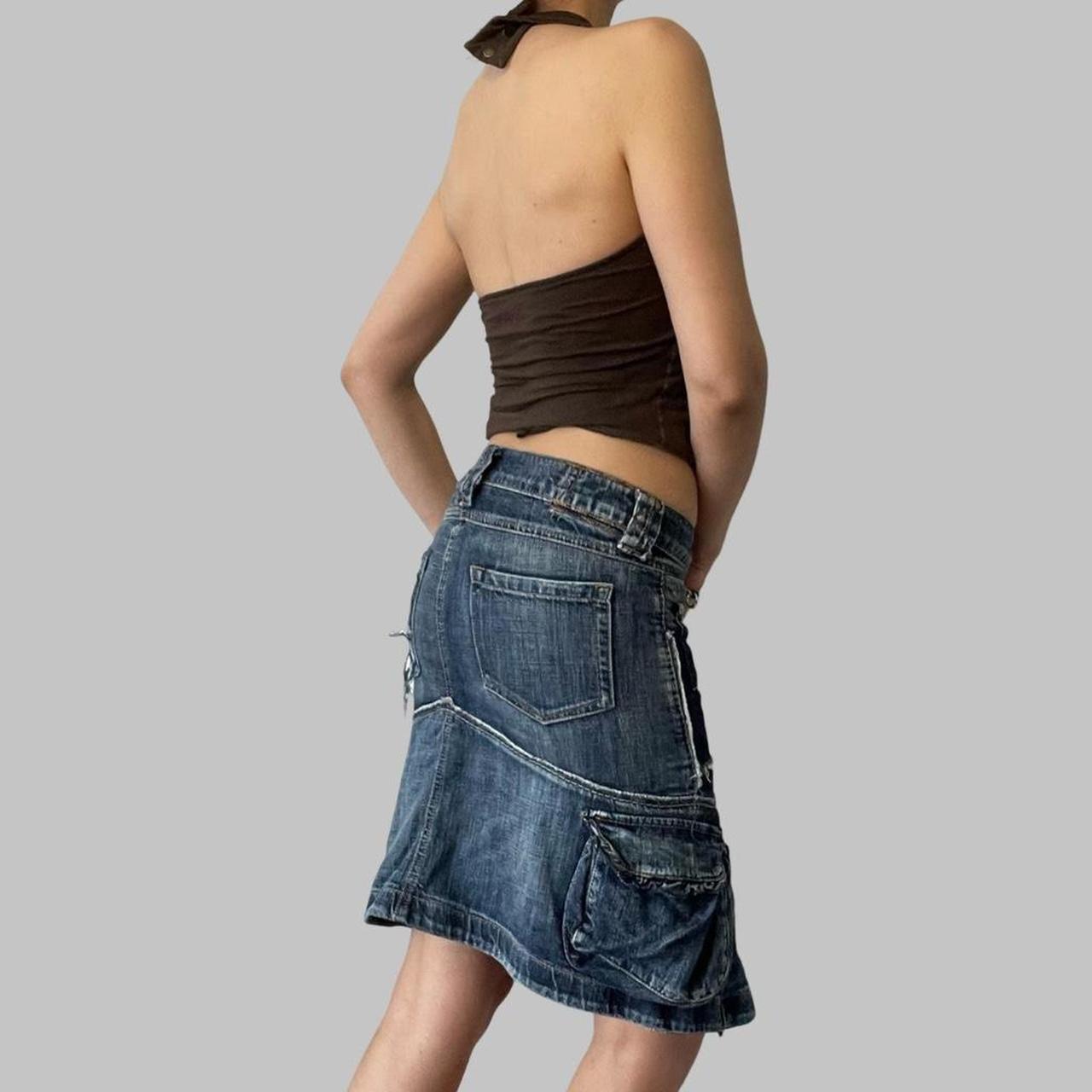 Marithé François Girbaud denim cargo skirt.