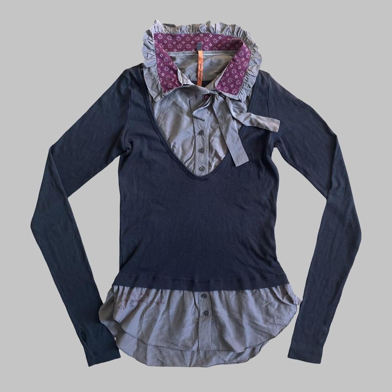 Cop Copine grey trompe-l’œil layered top.