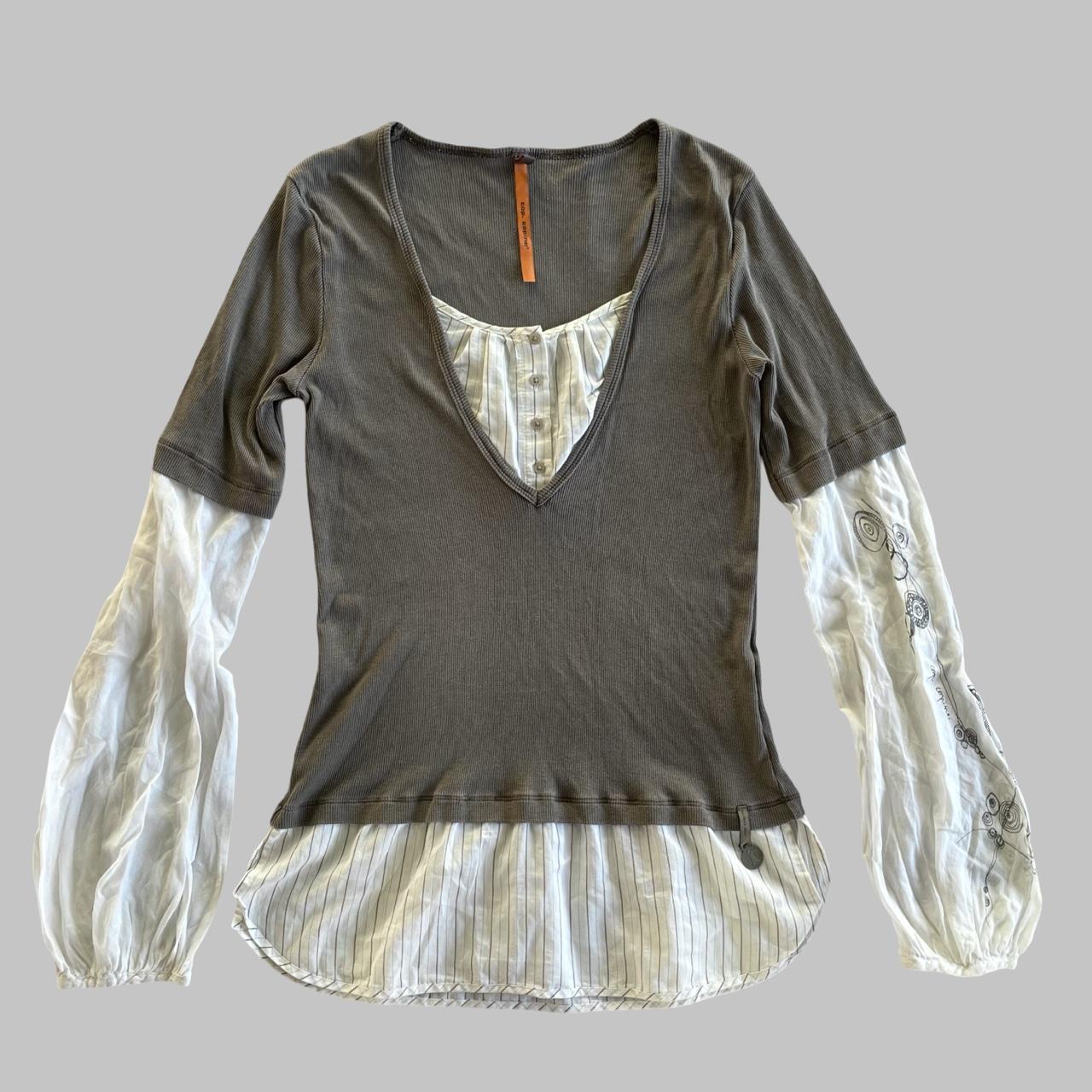 Cop copine grey and white blouse cotton shirt