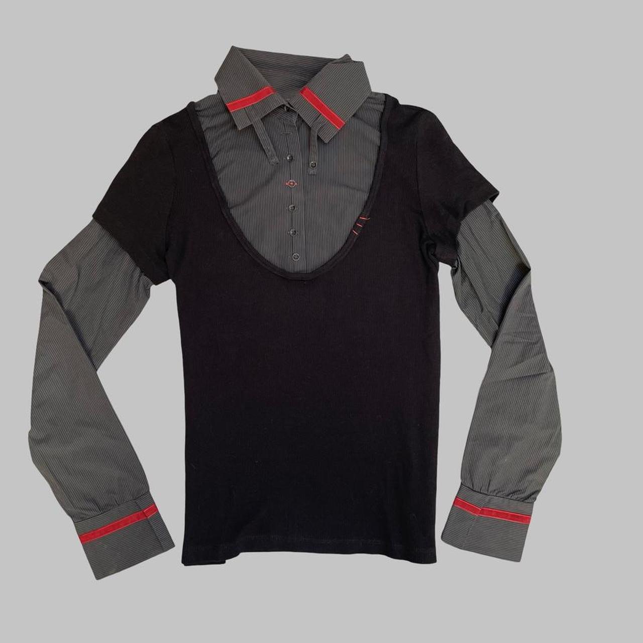Cop copine black and grey layered top.