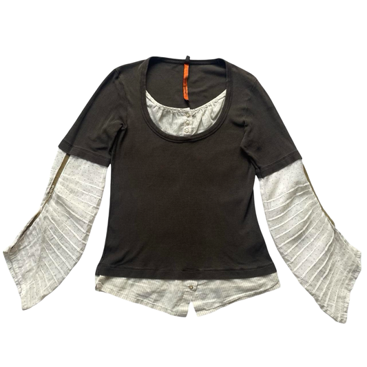 Cop copine milkmaid layered-effect top.