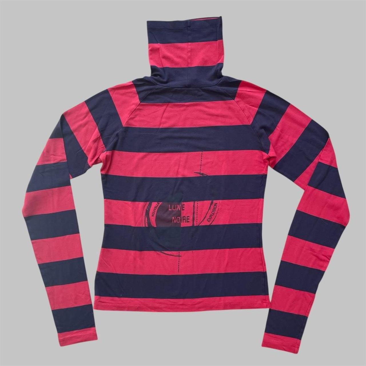 Cop copine red and black striped turtleneck top.