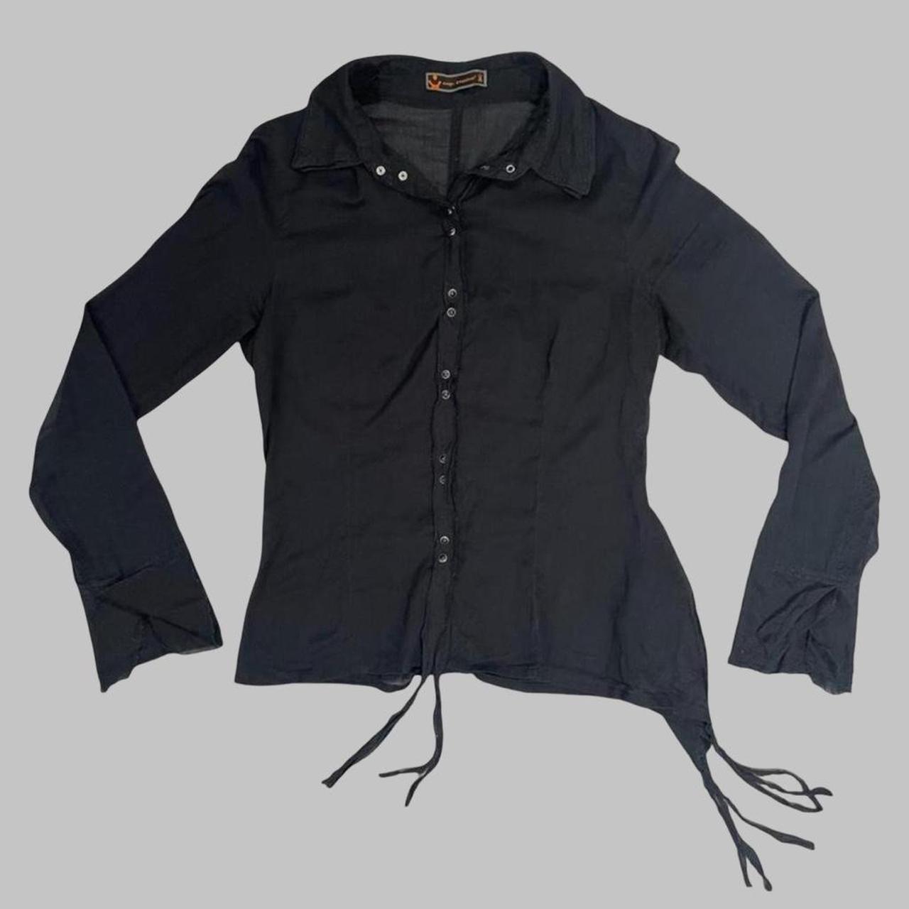 Cop copine black sheer deconstructed shirt.