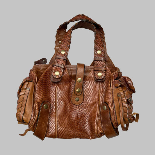 Chloé Python cognac brown Silverado bag F04