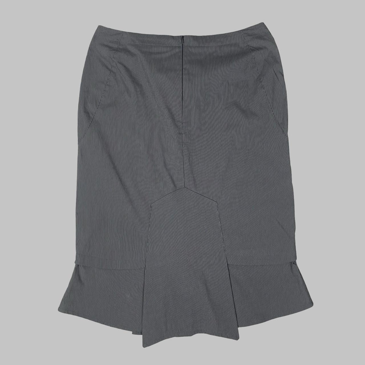 Italian grey pinstripe midi skirt.