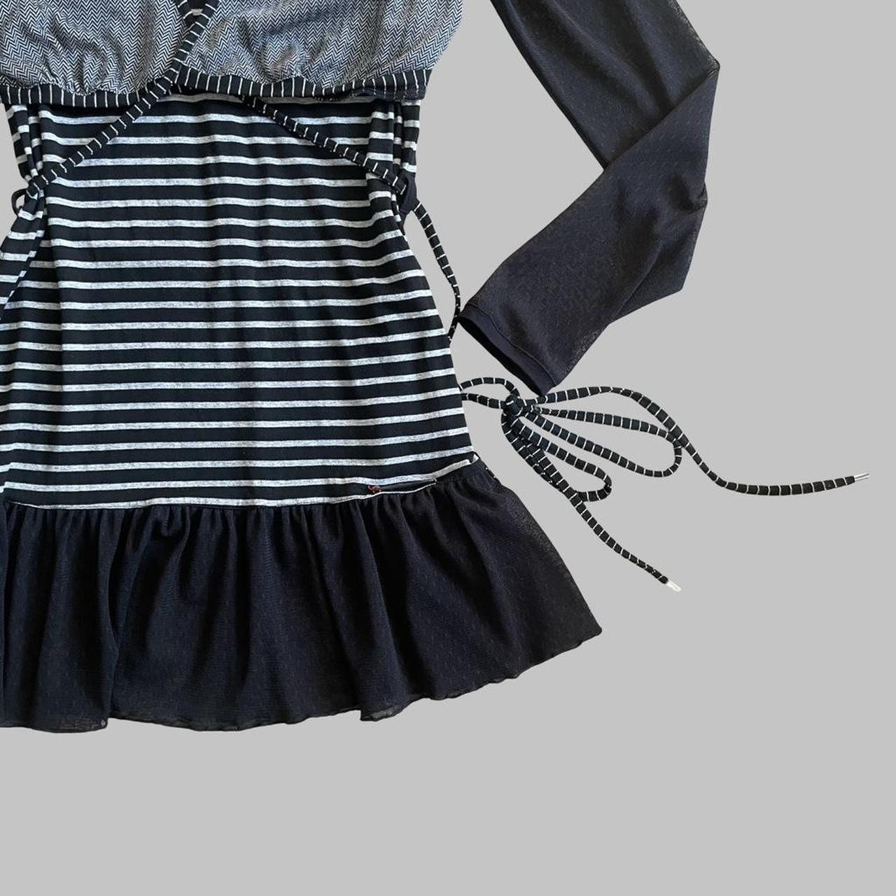 French multi-fabric mini dress.