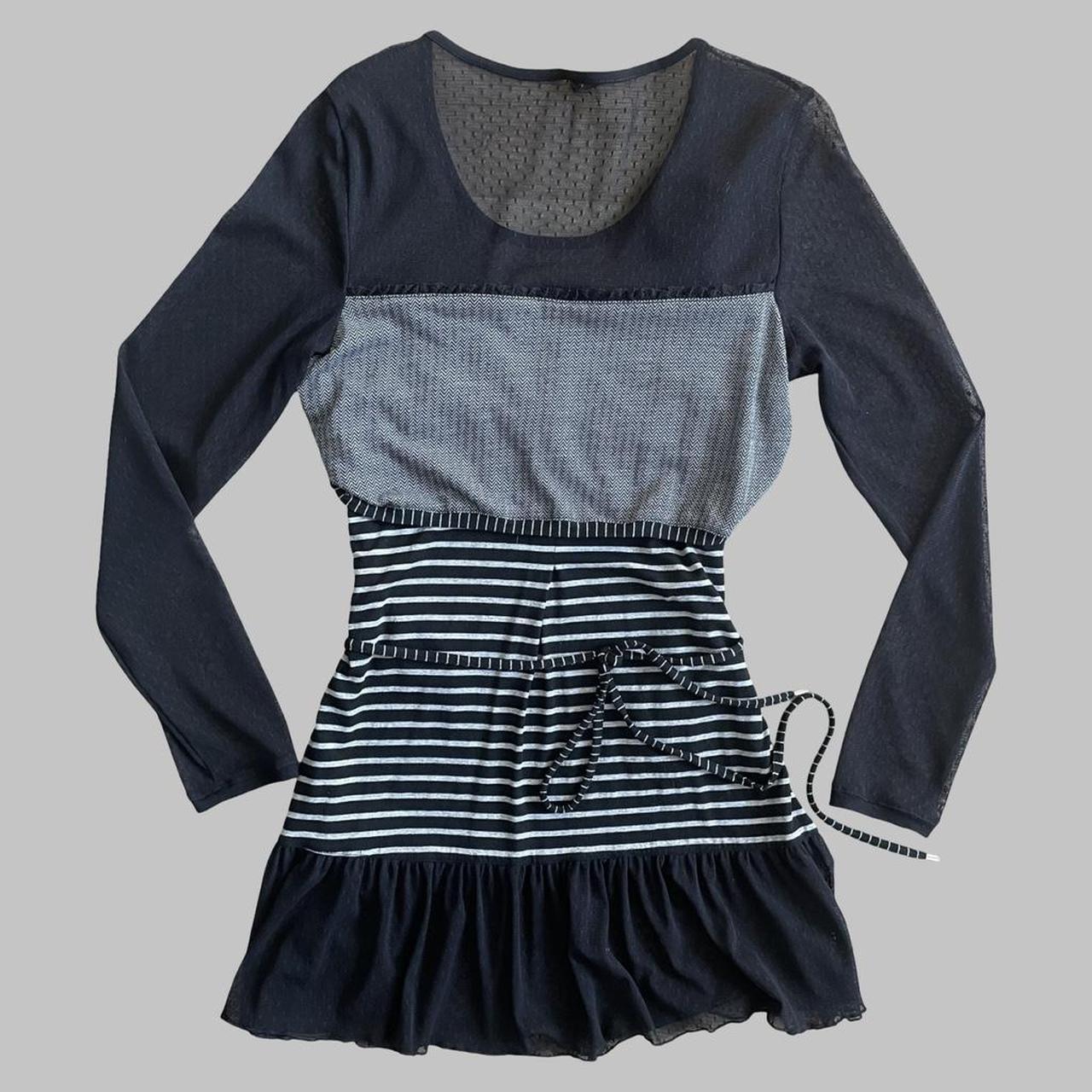 French multi-fabric mini dress.